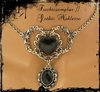 Gothic Necklace "Double Heart" with black Stones
